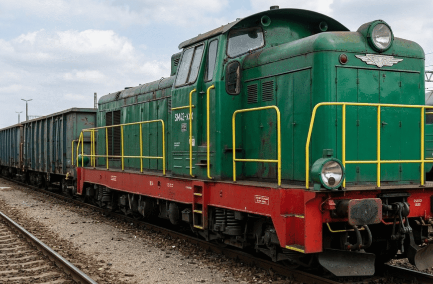 Lokomotywa SM42 Stonka podczas manewrów na polskiej stacji kolejowej